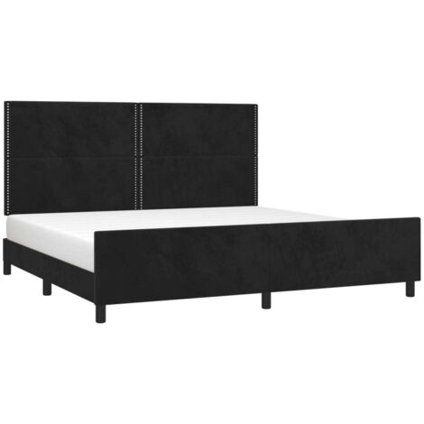 Cadre de lit avec tête de lit Noir 200x200 cm Velours (1/5)