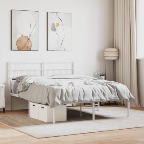 Cadre de lit métal sans matelas et tête de lit blanc 140x200 cm vidaXL (1/5)