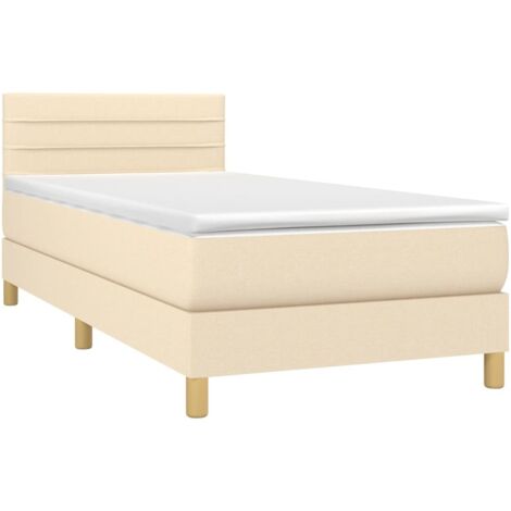 Sommier à lattes de lit et matelas Crème 90x190 cm Tissu vidaXL (1/5)