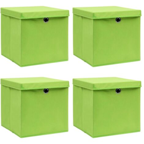 Boîtes de rangement avec couvercles 4 pcs Vert 32x32x32cm Tissu vidaXL