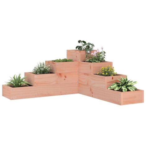 Vidaxl – Jardinière en bois de douglas massif 4 niveaux 80,5x79x36 cm – Design en forme de L – Sans fond pour cultiver plantes et légumes