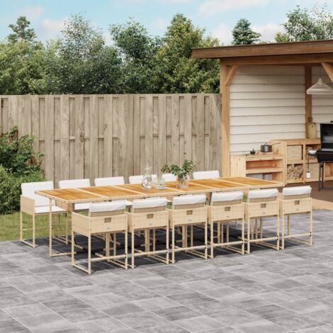 vidaXL Ensemble à manger de jardin et coussins 13 pcs beige