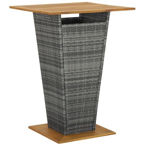 Table de bar Gris 80x80x110 cm Résine tressée et bois d'acacia vidaXL