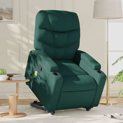 Fauteuil inclinable de massage Vert foncé Tissu vidaXL