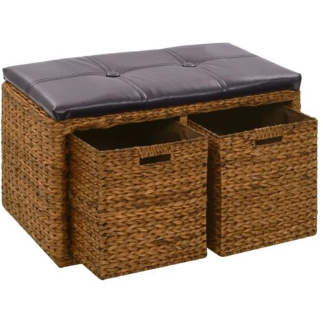 Vidaxl – Banc de table avec 2 paniers en jacinthe d'eau – Dimensions 71 x 40 x 42 cm – Coussin épais 6 cm – Capacité 110 kg par siège - EAU 71 X