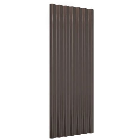 Vidaxl – Lot de 12 panneaux de toiture en acier galvanisé marron 100x36 cm – Résistants aux intempéries – Installation facile pour abris et hangars (1/6)