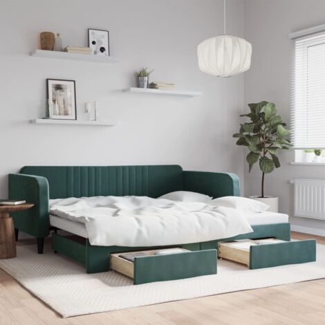 vidaXL Lit de jour avec gigogne et tiroirs sans matelas 100x200 cm