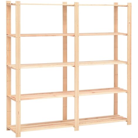 Vidaxl – Étagère de rangement 5 niveaux 170x38x170 cm en pin massif – Charge maximale 500 kg – Fixation murale incluse – Pour espaces de rangement optimisés