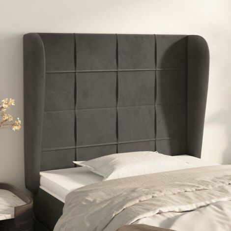 Tête de lit avec oreilles Gris foncé 103x23x118/128 cm Velours vidaXL (1/5)