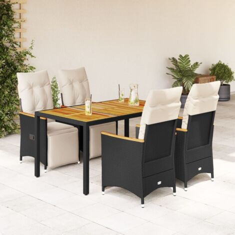vidaXL Ensemble de bistro de jardin 5 pcs coussins noir poly rotin (1/5)