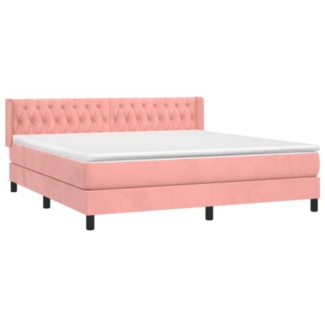 Sommier à lattes de lit avec matelas Rose 180x200 cm Velours vidaXL (1/5)