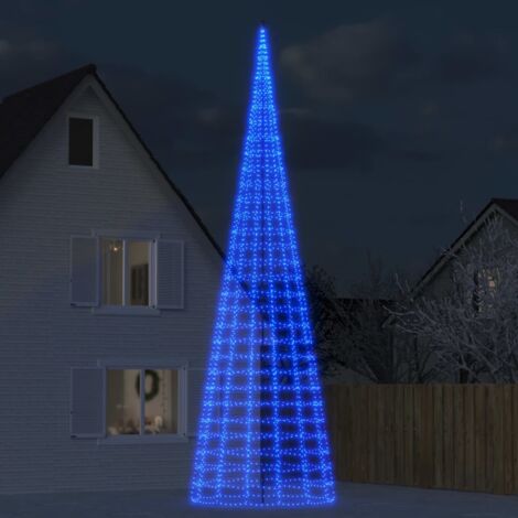 Sapin de Noël à LED sur mât de drapeau 3000 LED bleu 800 cm vidaXL