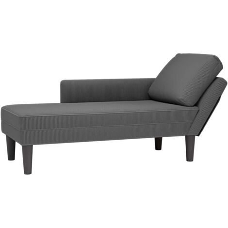 Vidaxl – Chaise longue en velours côtelé gris foncé avec coussin lombaire – Assise confortable – Tissu durable et facile à entretenir (1/7)