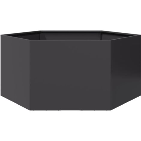 Vidaxl – Jardinière hexagonale en acier noir 104x90x45 cm – Conception surélevée pour contrôle du sol – Bac à compost multifonctionnel