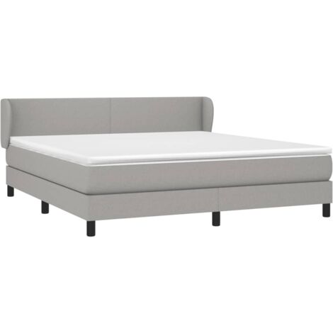 vidaXL Sommier à lattes de lit avec matelas Gris clair 180x200cm Tissu
