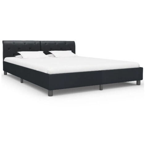 vidaXL Cadre de lit Noir Similicuir 180x200 cm (1/5)