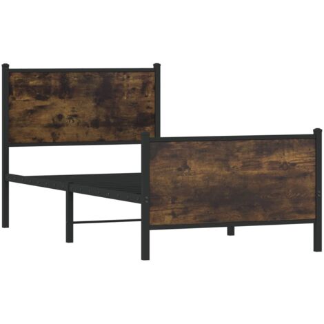 Cadre de lit en métal sans matelas chêne fumé 90x190 cm vidaXL (1/5)