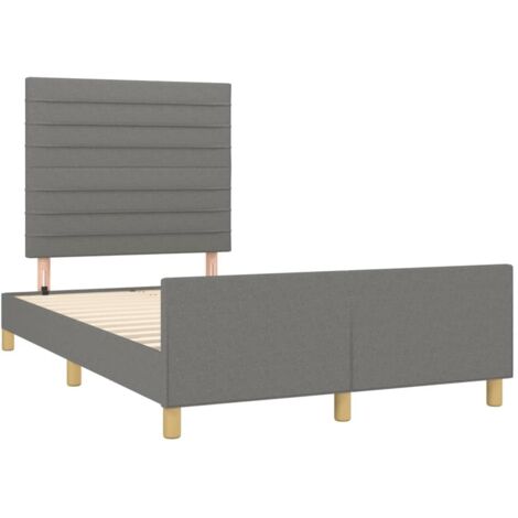Cadre de lit sans matelas gris foncé 120x190 cm tissu vidaXL (1/5)