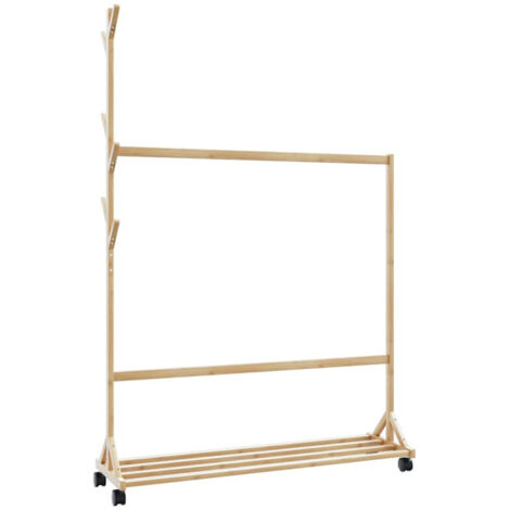 Porte-vêtements avec crochets et roulettes 100x35x157 cm bambou vidaXL469125