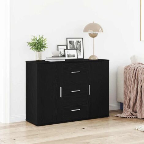 vidaXL Buffet chêne noir 91x29,5x65 cm bois d'ingénierie (1/5)