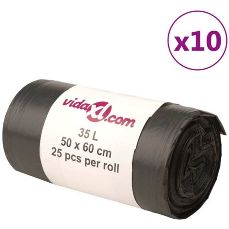 vidaXL Bin Bags 250 pcs Black 35 L