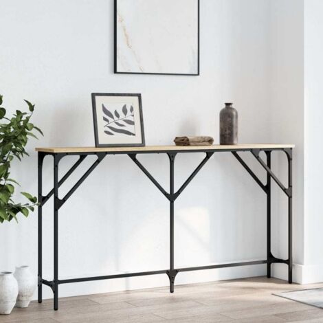 Vidaxl – Table console chêne sonoma 140x23x75 cm – Bois d'ingénierie – Surface lisse résistante à l'humidité – 5 pieds réglables pour stabilité