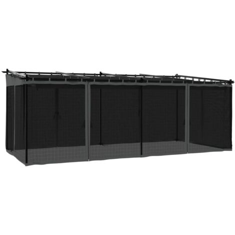 Vidaxl – Tonnelle 6x3 m avec parois en filet – Cadre en acier anthracite – Toit rétractable en polyester – Protection contre les insectes (1/5)