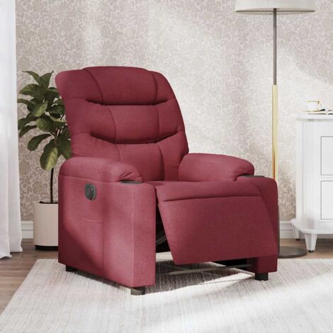 vidaXL Fauteuil inclinable électrique Rouge bordeaux Tissu