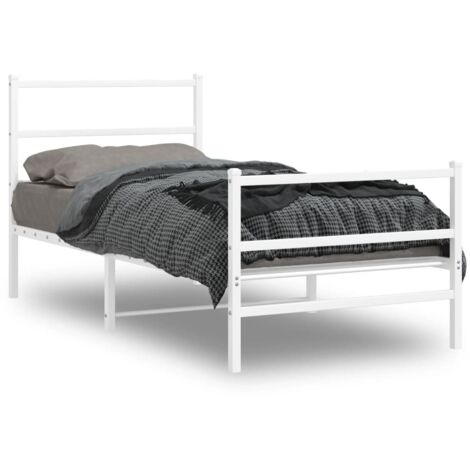 Cadre de lit métal sans matelas avec pied de lit blanc 90x190cm vidaXL (1/5)