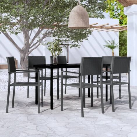 Ensemble à manger de jardin 7 pcs Noir vidaXL (1/5)