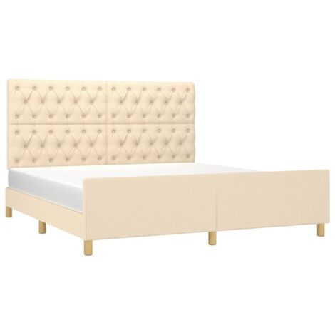 Cadre de lit sans matelas crème 160x200 cm tissu vidaXL (1/5)