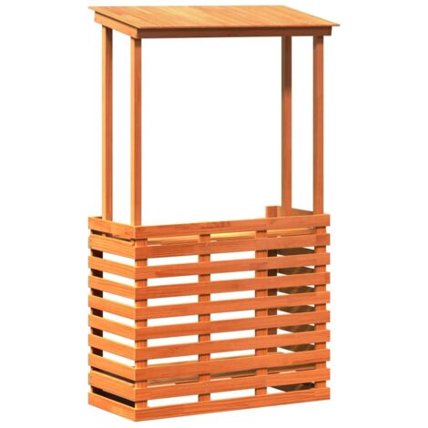 Vidaxl – Table de bar d'extérieur en bois de pin massif – Toit marron pour ombre – Dimensions 112,5 x 57 x 195,5 cm – 2 étagères pratiques