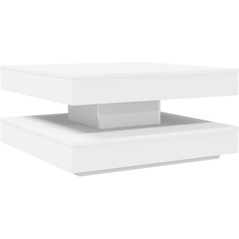 Vidaxl – Table basse gigogne rotative 360° en bois d'ingénierie blanc 70x70x34,5 cm – Capacité 20 kg – Assemblage requis