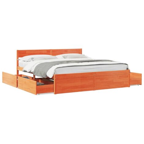 Cadre de lit sans matelas cire marron 200x200cm bois pin massif vidaXL (1/5)