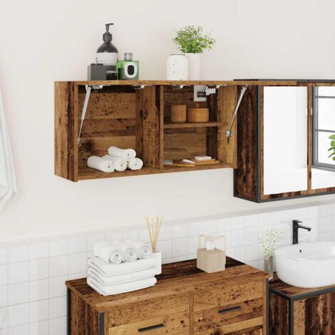 Vidaxl – Armoire murale de salle de bain en bois d'ingénierie – Dimensions 80x25x40 cm – Capacité 60 kg – Installation avec vérin à gaz