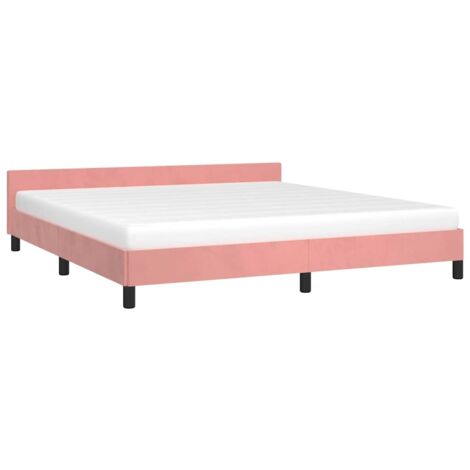 Cadre de lit et tête de lit sans matelas rose 160x200cm velours vidaXL (1/5)