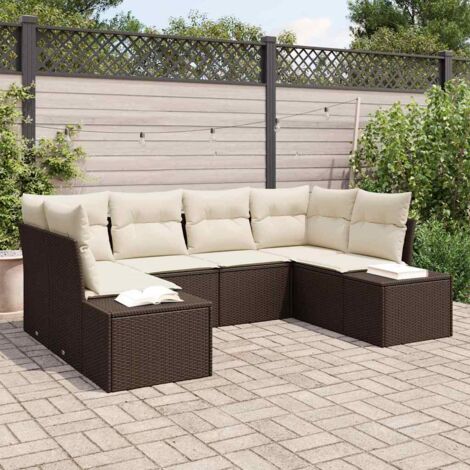 vidaXL Ensemble de canapé de jardin 6 pcs Marron Poly rotin (1/5)