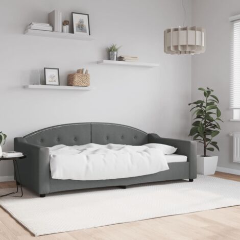 Lit de repos sans matelas gris foncé 90x190 cm tissu vidaXL (1/5)