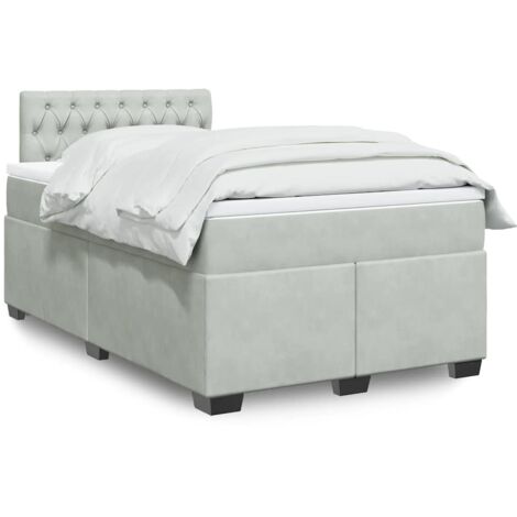 vidaXL Sommier à lattes de lit et matelas gris clair 120x190cm velours