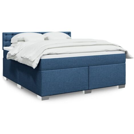 Sommier à lattes de lit avec matelas Bleu 180x200 cm Tissu vidaXL