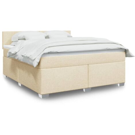 vidaXL Sommier à lattes de lit avec matelas Crème 180x200 cm Tissu