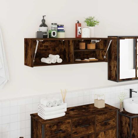 vidaXL Armoire murale de bain chêne fumé 100x25x30cm bois d'ingénierie