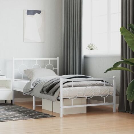 Cadre de lit métal sans matelas et pied de lit blanc 100x190 cm vidaXL (1/5)