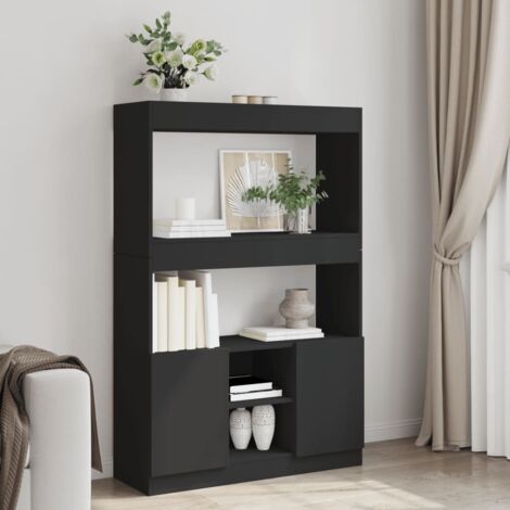 vidaXL Buffet haut noir 92x33x140 cm bois d'ingénierie (1/5)