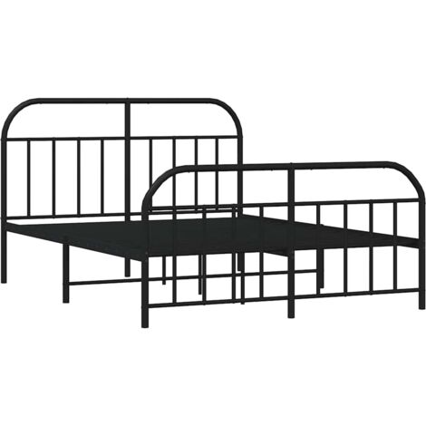 Cadre de lit métal sans matelas avec pied de lit noir 135x190cm vidaXL (1/5)
