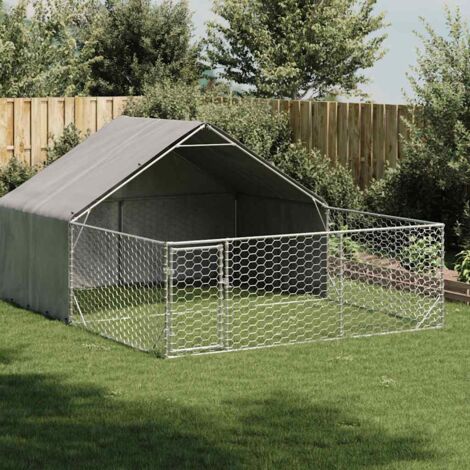 Vidaxl – Niche extérieure pour chien 4x3x1,9 m – Acier galvanisé à haute teneur en zinc – Housse en tissu PE résistante à l'eau – Porte verrouillable