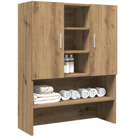 Vidaxl – Meuble machine à laver chêne artisanal 70,5x25,5x90 cm – 2 portes – 4 compartiments ouverts – Bois d'ingénierie facile à entretenir
