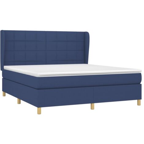vidaXL Sommier à lattes de lit avec matelas Bleu 160x200 cm Tissu (1/5)