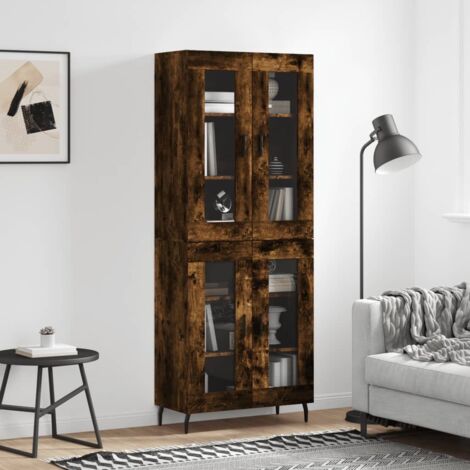 Buffet haut Chêne fumé 69,5x34x180 cm Bois d'ingénierie vidaXL (1/5)