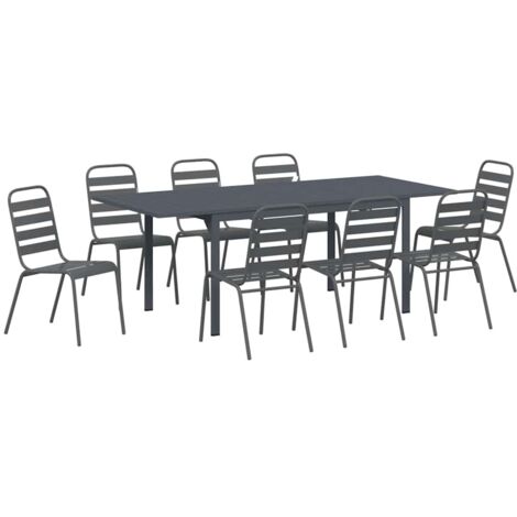 vidaXL Ensemble de salle à manger pour jardin 9 pcs Anthracite Acier (1/5)
